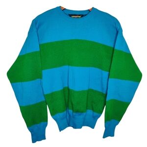 399. VTG 1980s LIFETRENDS CREWNECK SWEATSHIRT Acrylic block green blue M